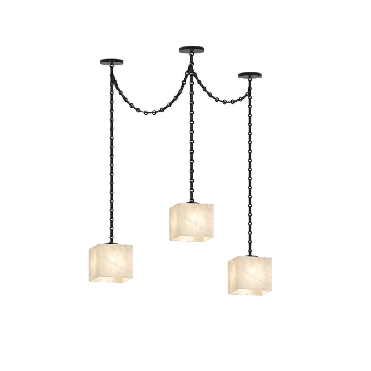Candeeiro de lustre cúbico com correntes em cascata Octavian