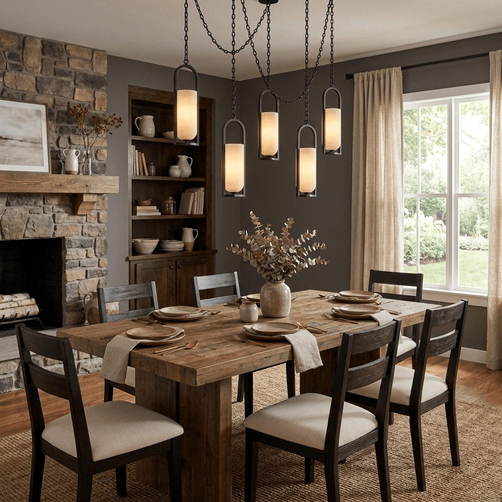 Candelabro lanterna Theron com corrente em cascata