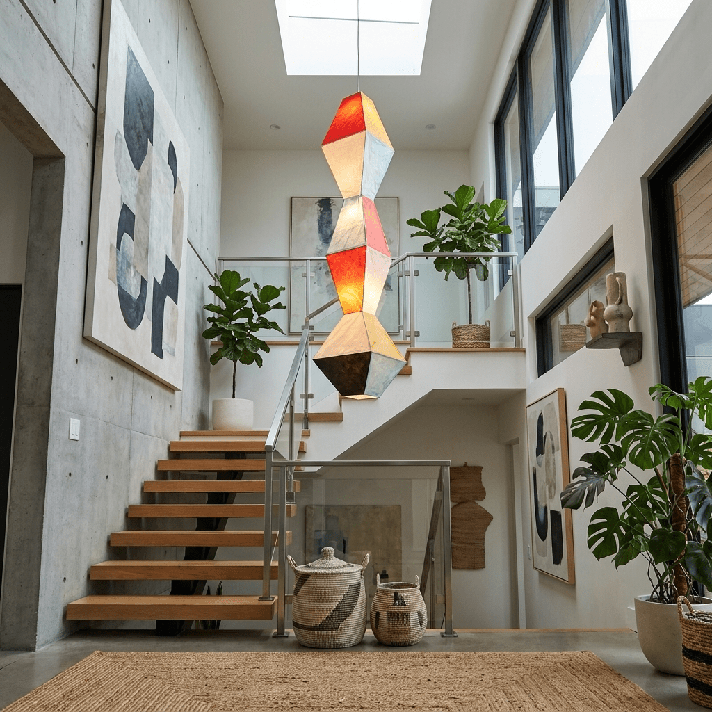 Mavelle geometrisk pendellampe i rispapir