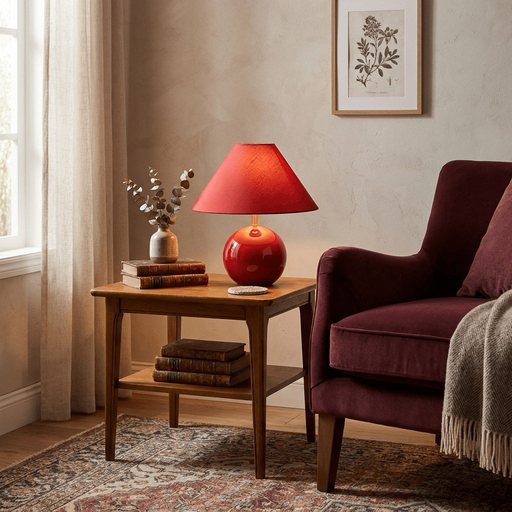 Rubienne rød keramisk bordlampe