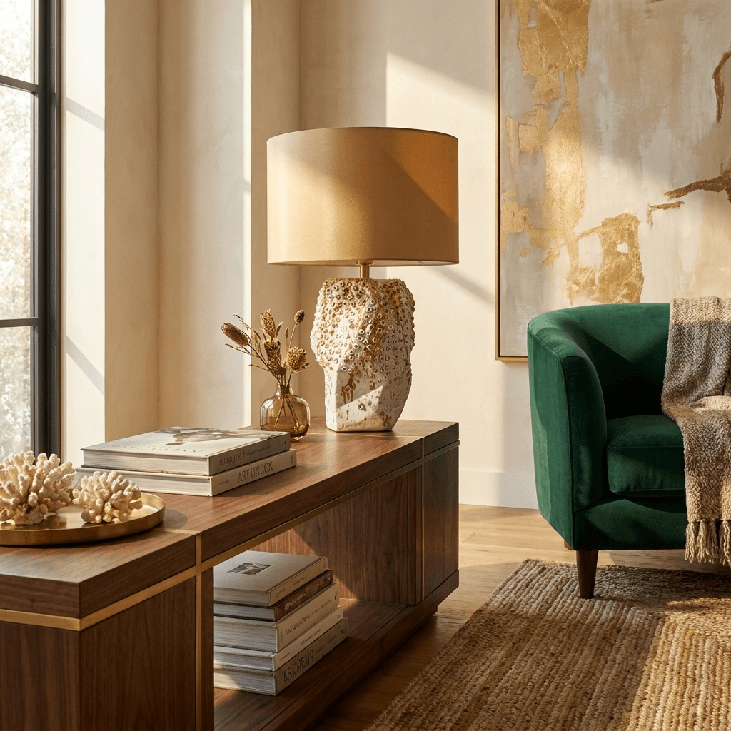 Candeeiro de mesa de cerâmica com textura coral Ostreya