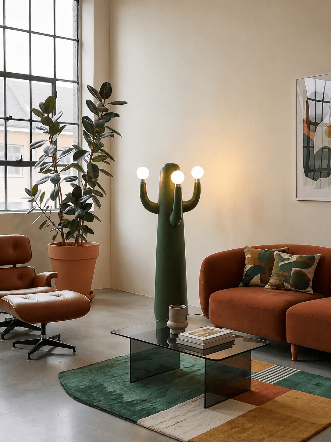 Candeeiro de pé artístico Cactus Solenna
