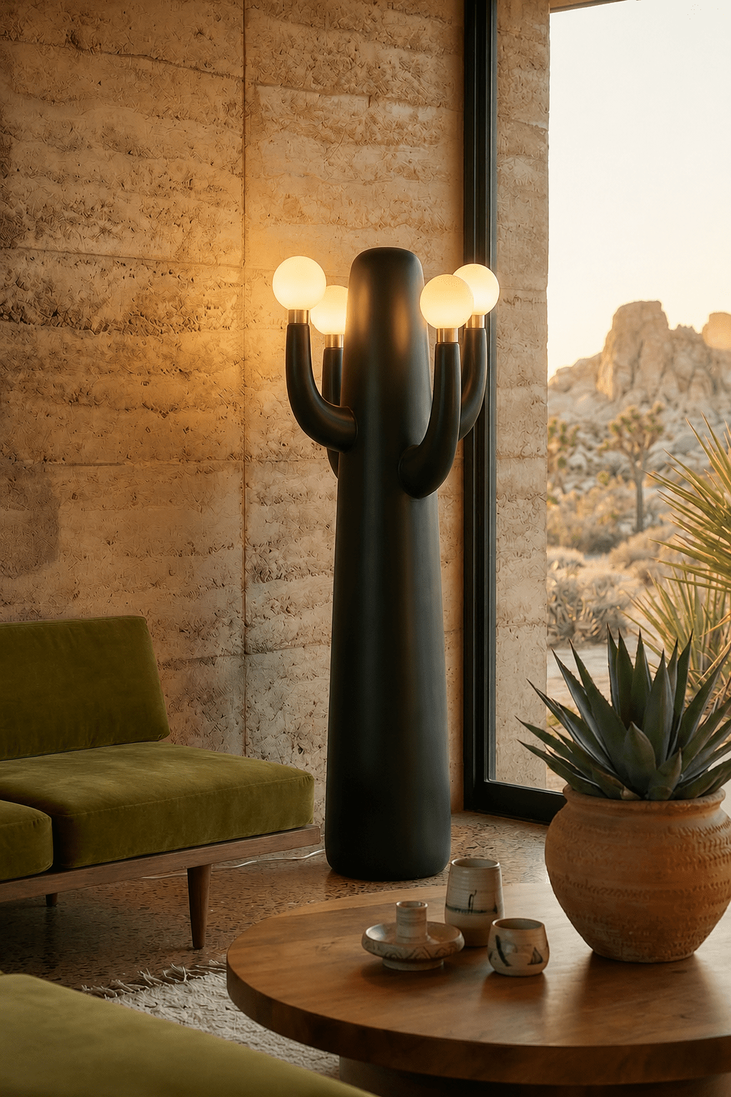 Candeeiro de pé artístico Cactus Solenna