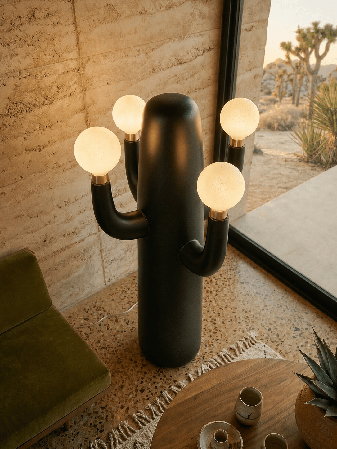 Candeeiro de pé artístico Cactus Solenna