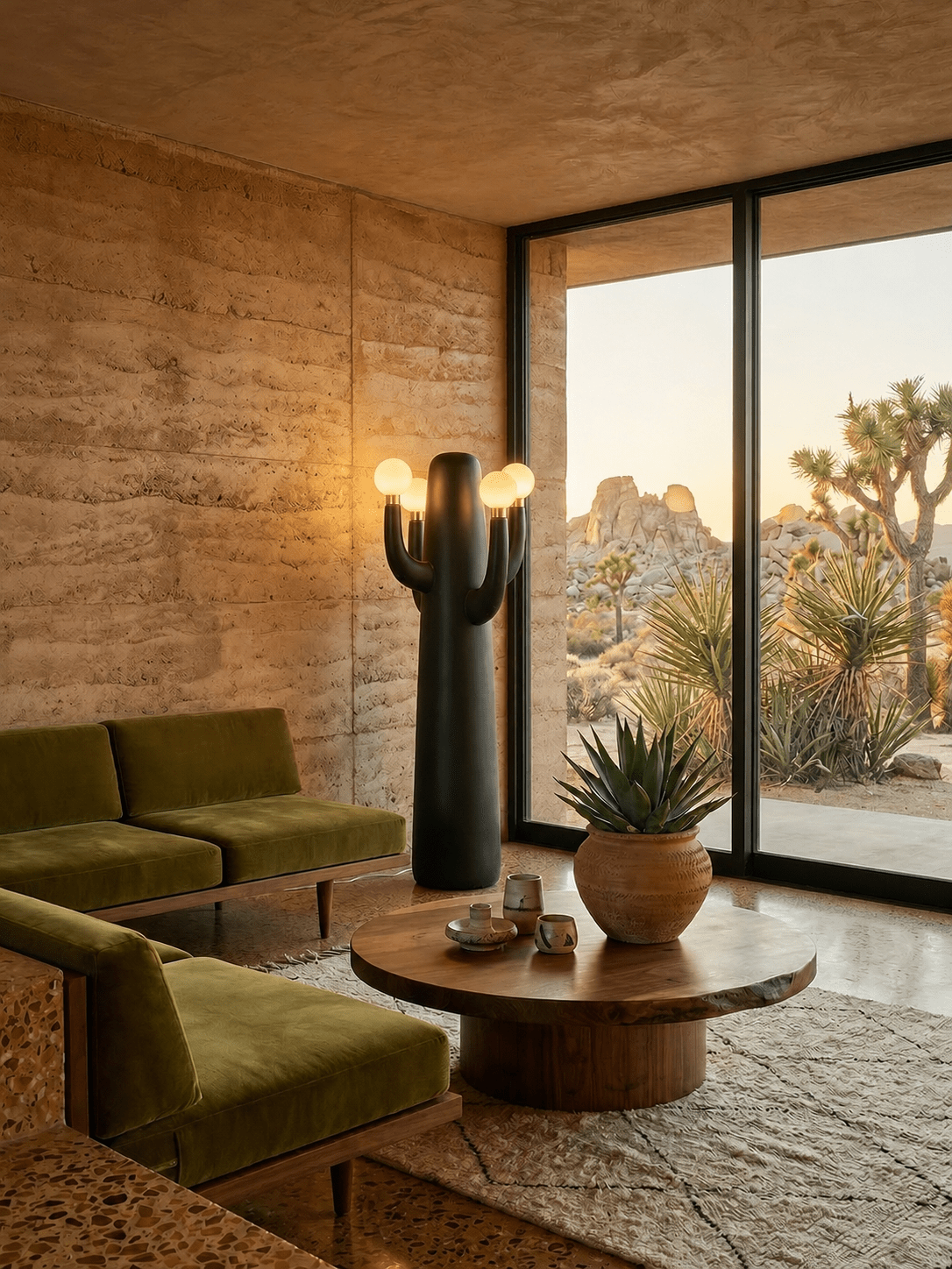 Candeeiro de pé artístico Cactus Solenna