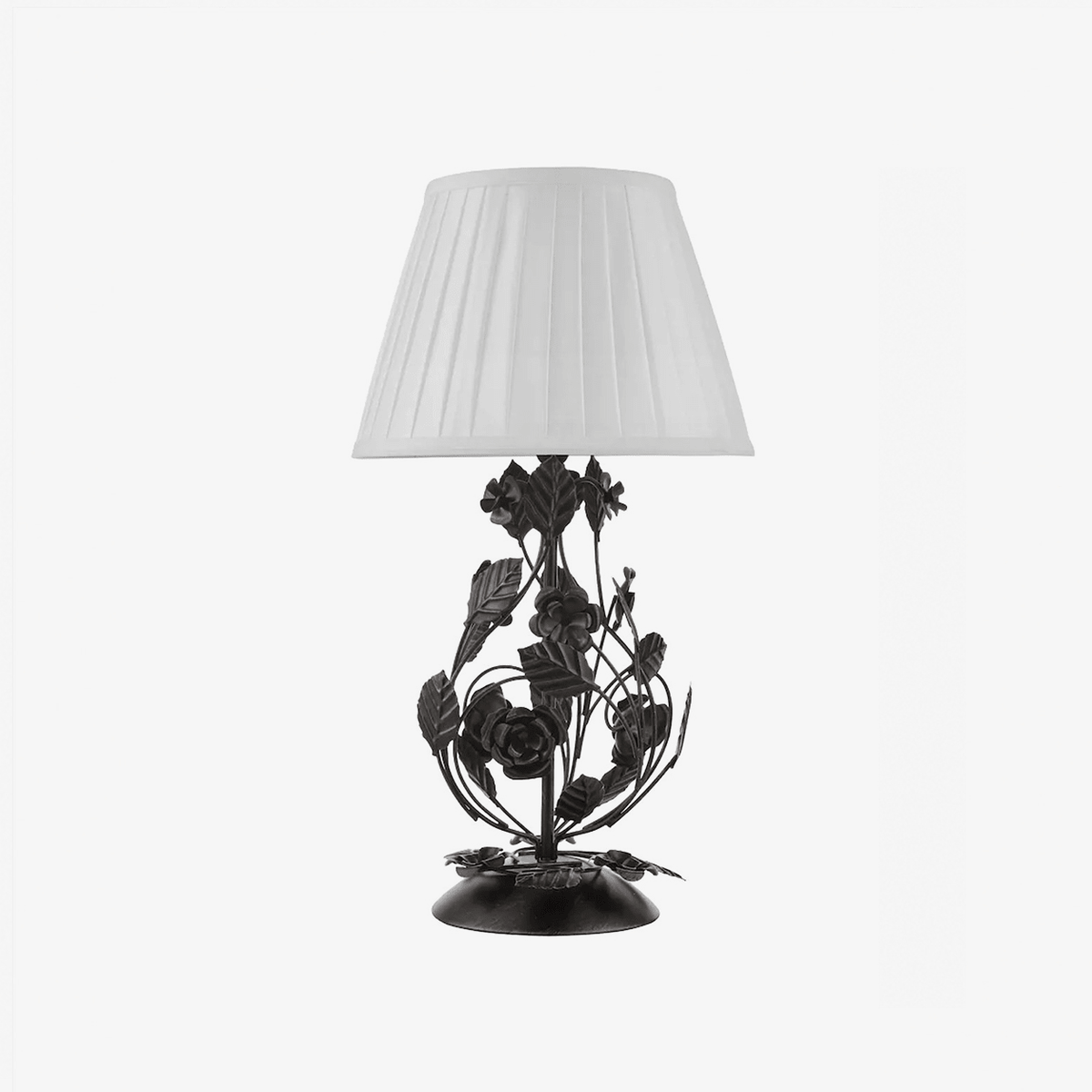Elarenne bordlampe i smedejern med rose
