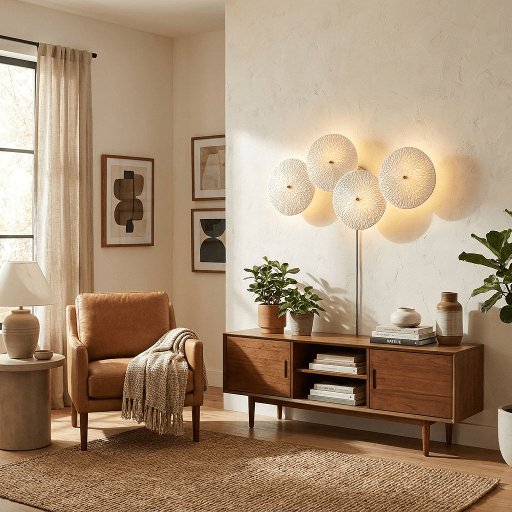 Plug-in-vägglampa med lotusblad