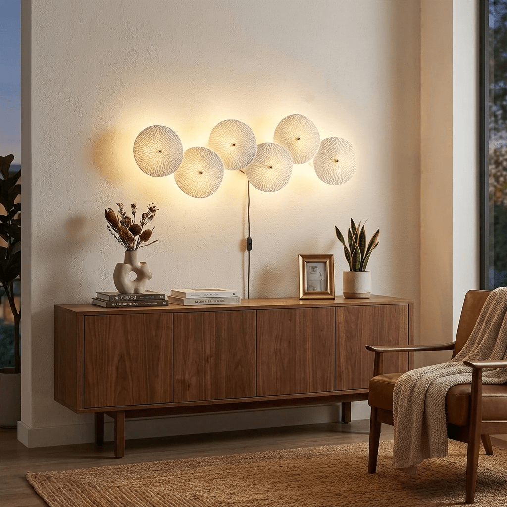 Plug-in-vägglampa med lotusblad