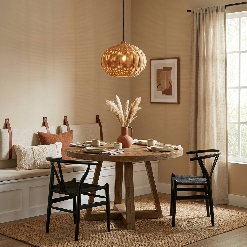 Marleigh pendel-lampe i flettet rattan