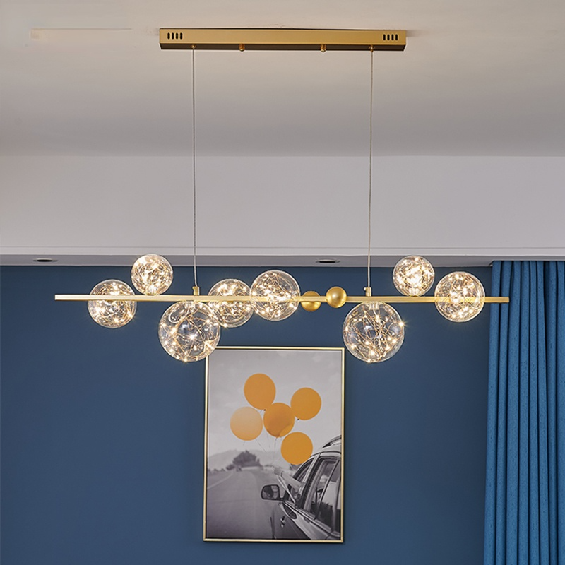 Valentina – art déco-hengiljós með lýsandi kúlum úr gleri