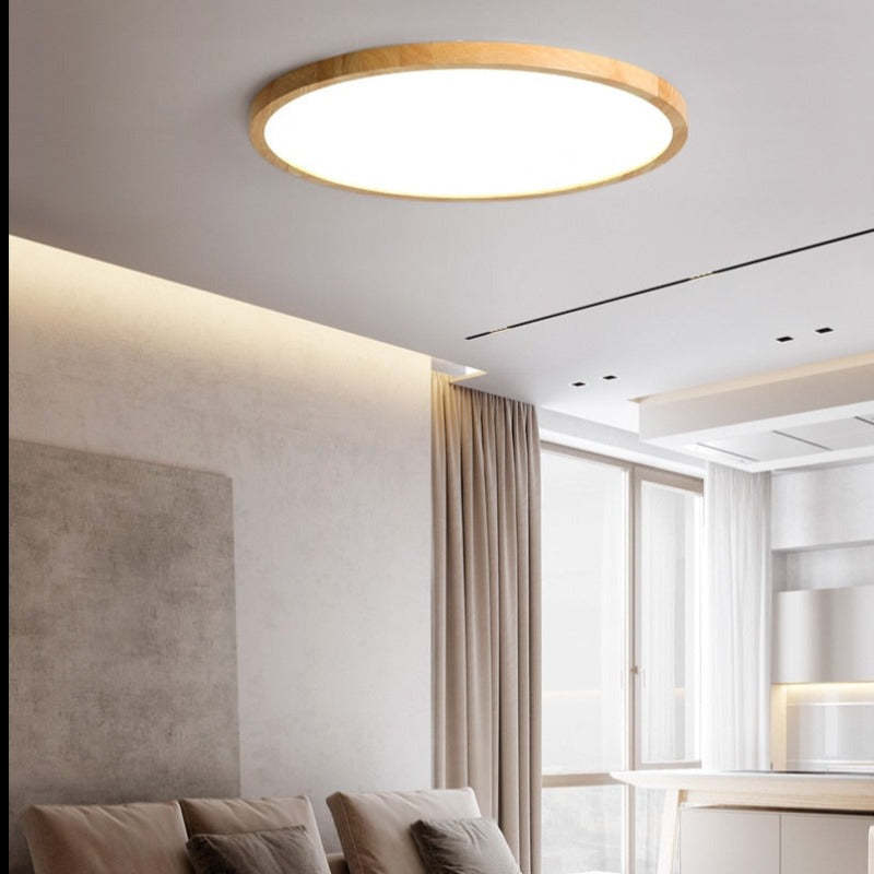 Minimalískur LED-loftlampi frá Orvix úr viði