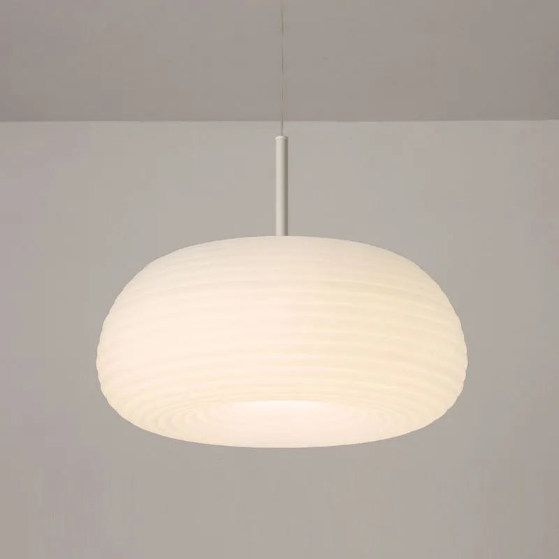 Zoriel Pendant Light White Glass Drum Shape