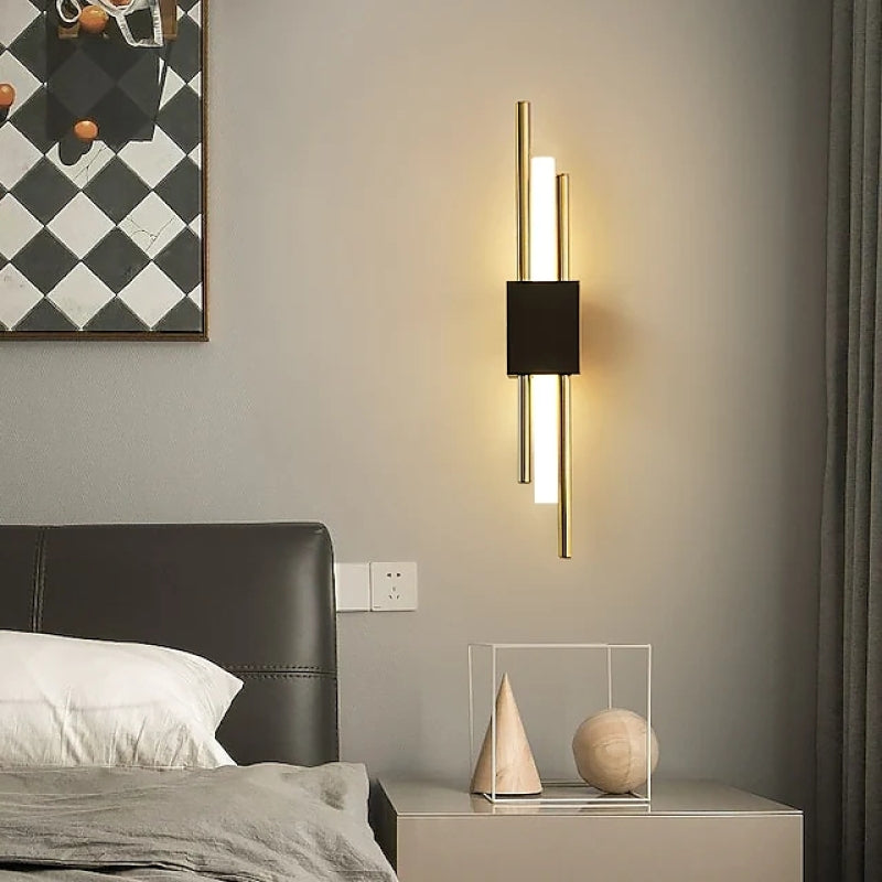 Nariq nútímalegur LED-vegglampi fyrir bar, svartur/gull