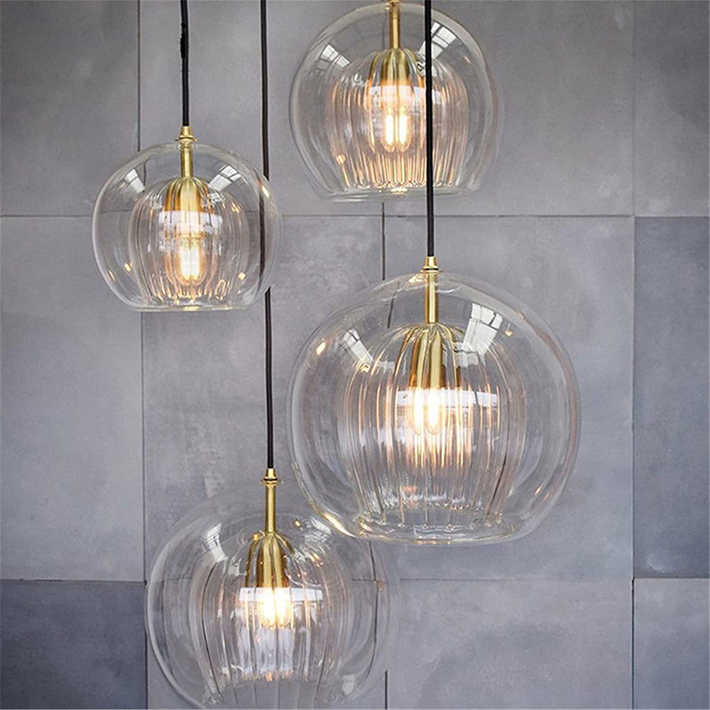 Althio Pendant Light Glass Globe Clear Amber