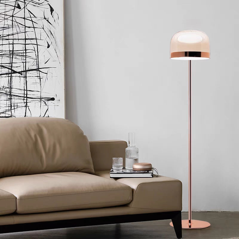 Salgado moderne sort og roséguldfarvet gulvlampe, L 135/175CM