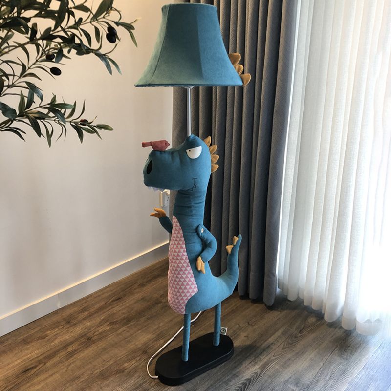 Minori moderne gulvlampe i dinosaurdesign, metal/tekstil