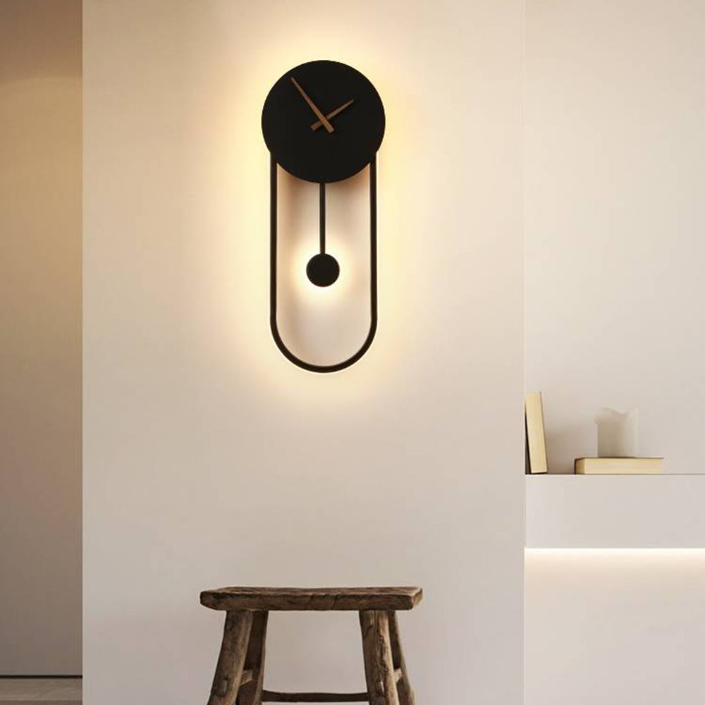 Arisha Nordic Clock Wall Lamp, Gold & Black