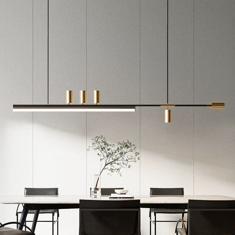 Candeeiro suspenso LED longo e moderno Aria, metal preto, sala de jantar