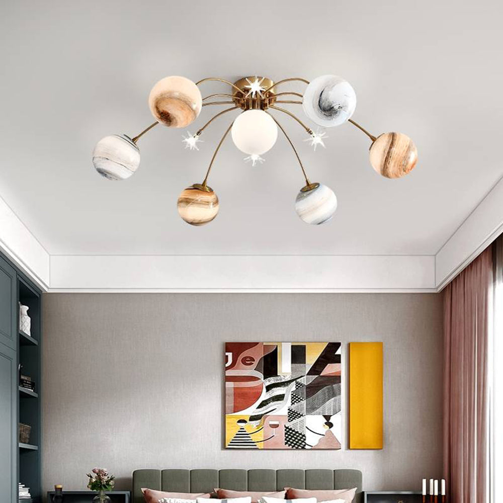 Aria Modern Planet Flush Mount Ceiling Light, Living Room