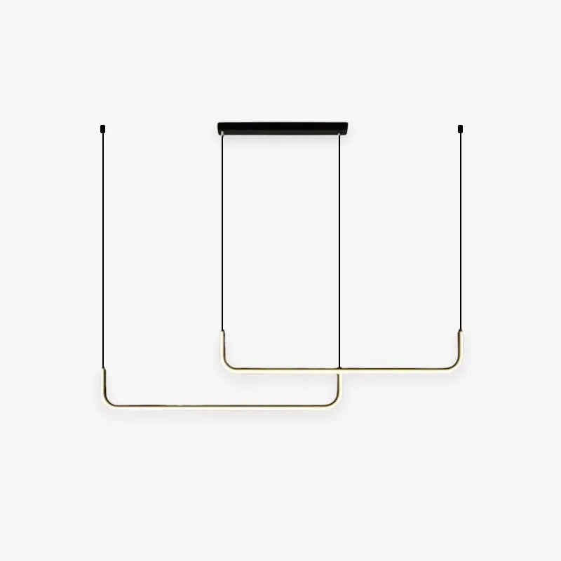 Sorev Modern Linear Pendant Light Double Frame, Black/Gold