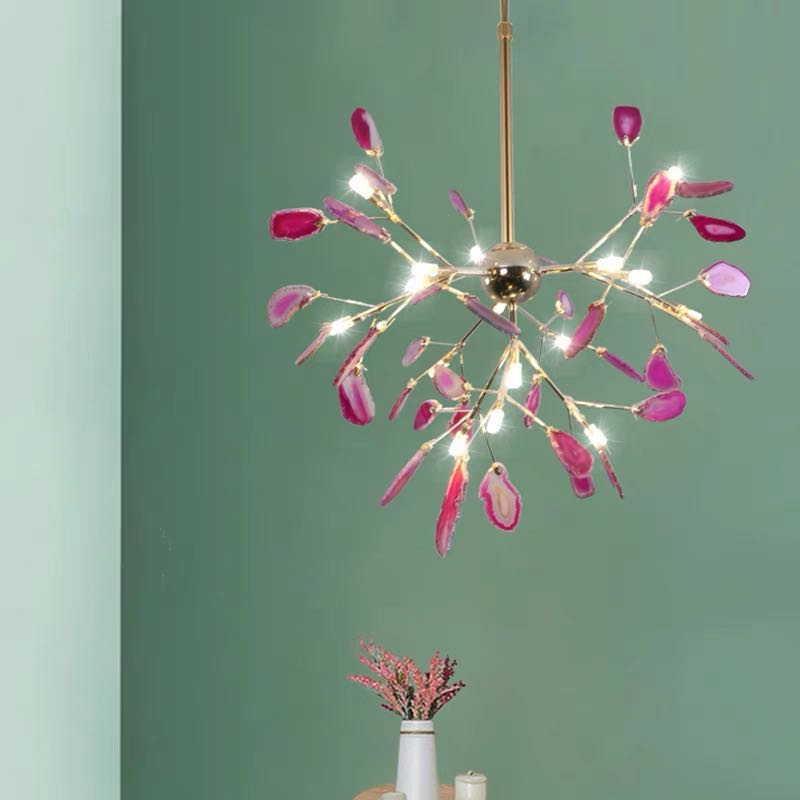Candeeiro de teto Aria criativo em ágata colorida, para quarto/sala de estar
