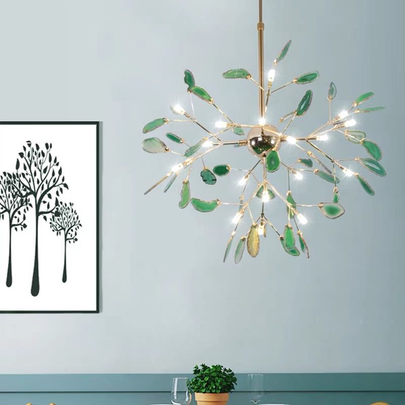 Candeeiro de teto Aria criativo em ágata colorida, para quarto/sala de estar