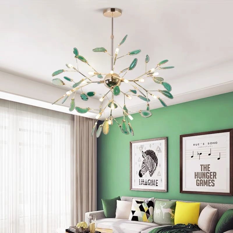 Candeeiro de teto Aria criativo em ágata colorida, para quarto/sala de estar