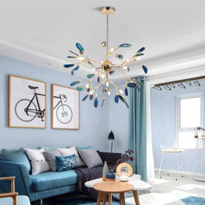 Candeeiro de teto Aria criativo em ágata colorida, para quarto/sala de estar