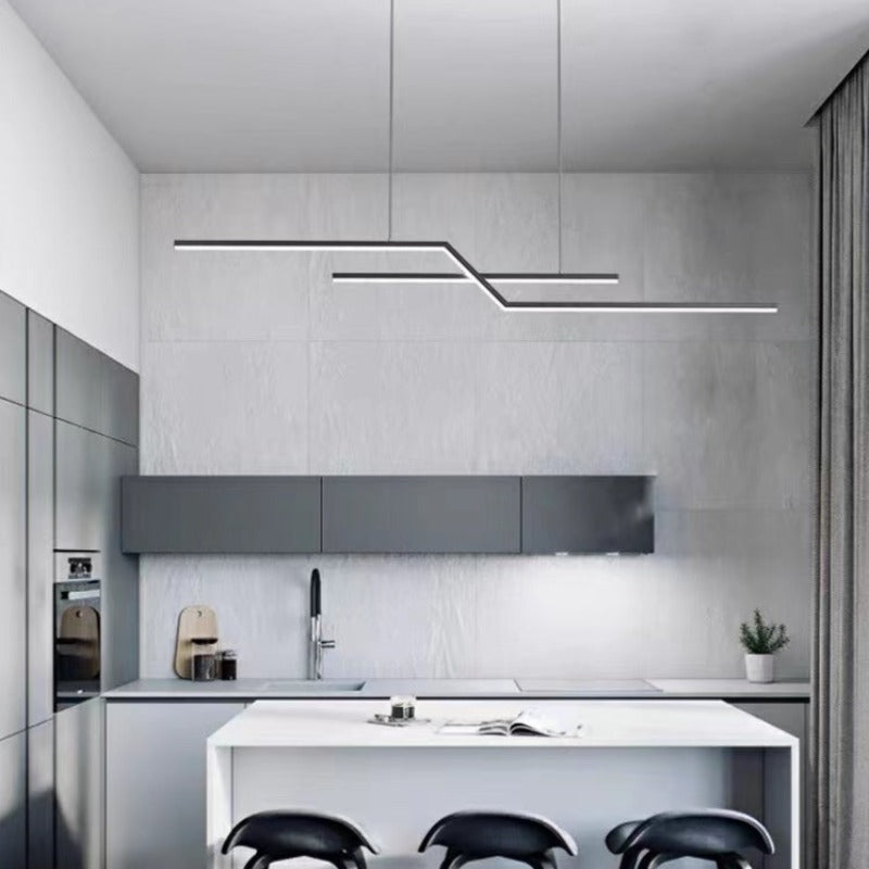 Arisha Parallel Fold Linear Pendant Light, Black/Gold, Living Room