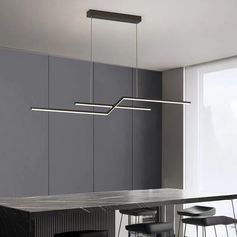 Arisha Parallel Fold Linear Pendant Light, Black/Gold, Living Room