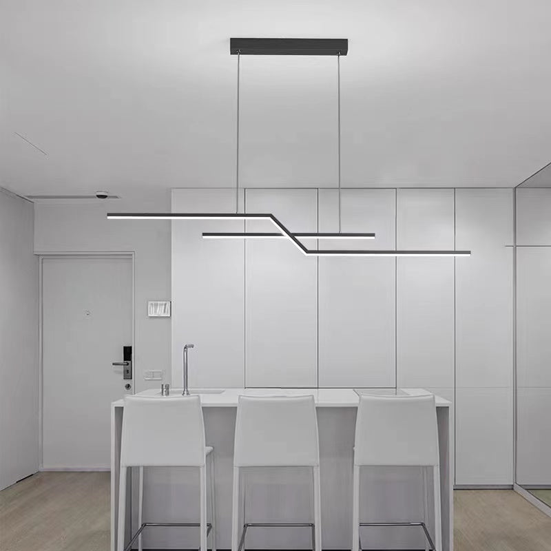 Arisha Parallel Fold Linear Pendant Light, Black/Gold, Living Room