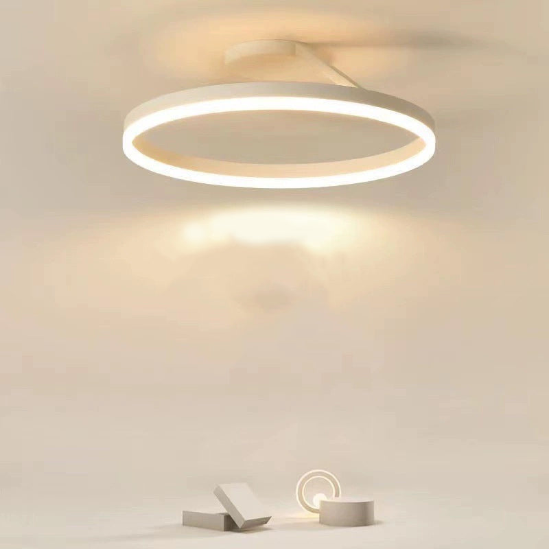 Solinor Modern Circle Flush Mount Ceiling Light, Black & White