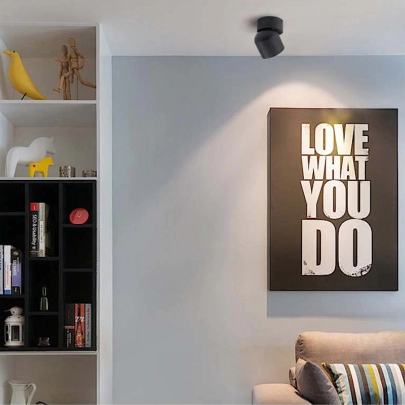 Lurix nútímalegur LED-loftlampi með kastara sem festist þétt við loft, svartur/hvítur