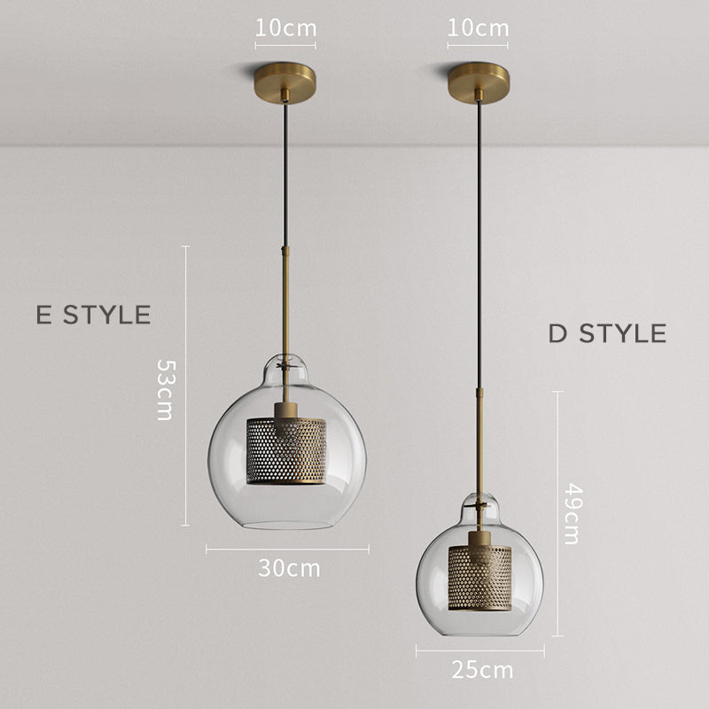 Nerel Contemporary Golden Pendant Light, Glass, Globe/Cylindric