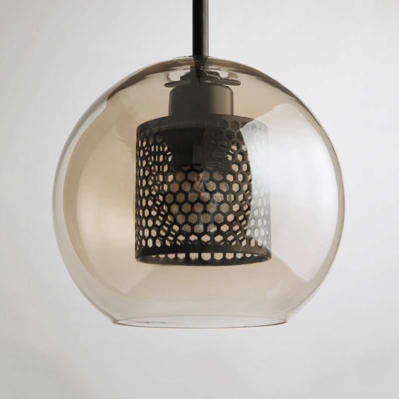 Nerel Contemporary Golden Pendant Light, Glass, Globe/Cylindric