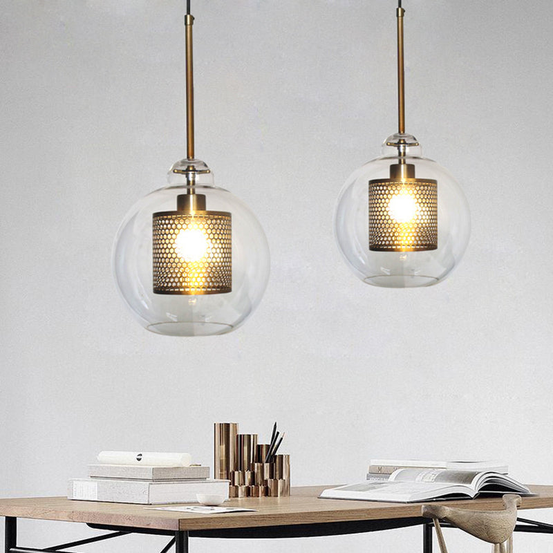 Nerel Contemporary Golden Pendant Light, Glass, Globe/Cylindric
