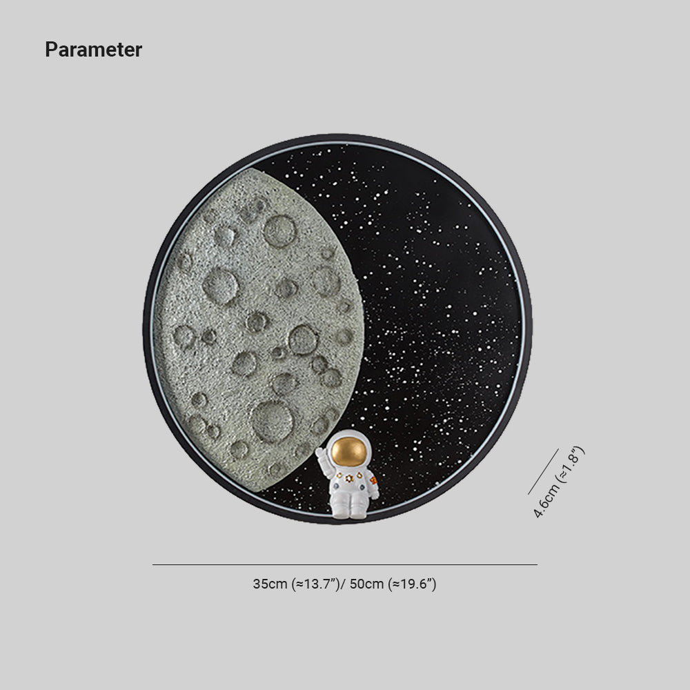 Candeeiro de parede Aria redondo Lua Astronauta preto, metal
