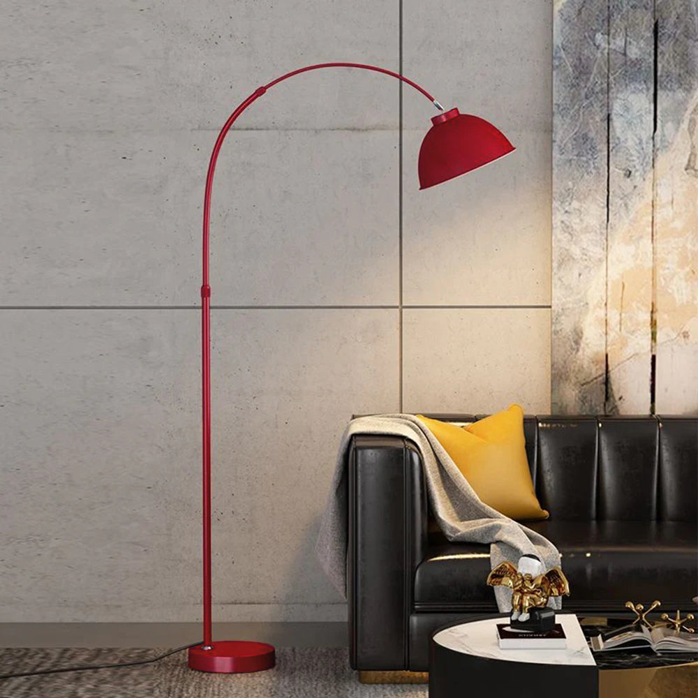 Mira Modern Arc Metal Floor Lamp, Black/Red/Yellow