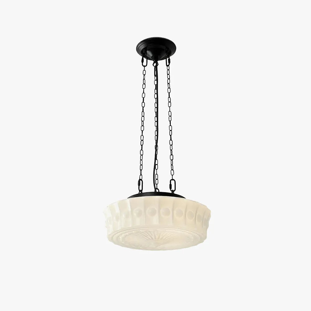 Valentina vintagependellampa med kupol i fransk lantstil, vit/beige