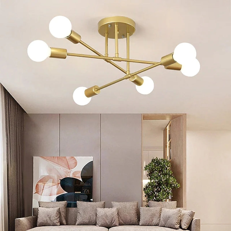 Lunil Modern Flush Mount Ceiling Light, Gold & Black