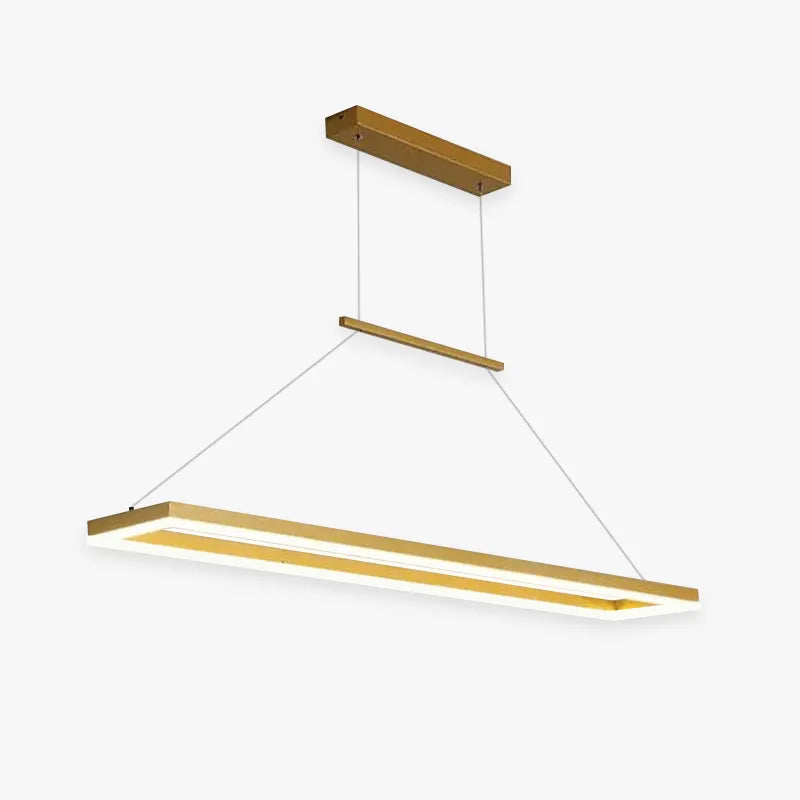 Nexil Modern Rectangular Hanging Pendant Light, Gold/Coffee