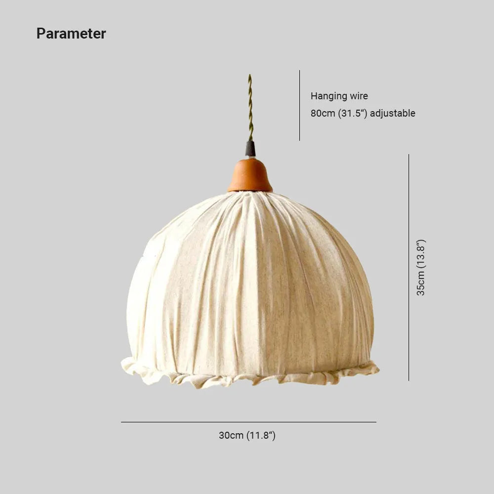 Teo Vintage Pendant Light Beige, Fabric