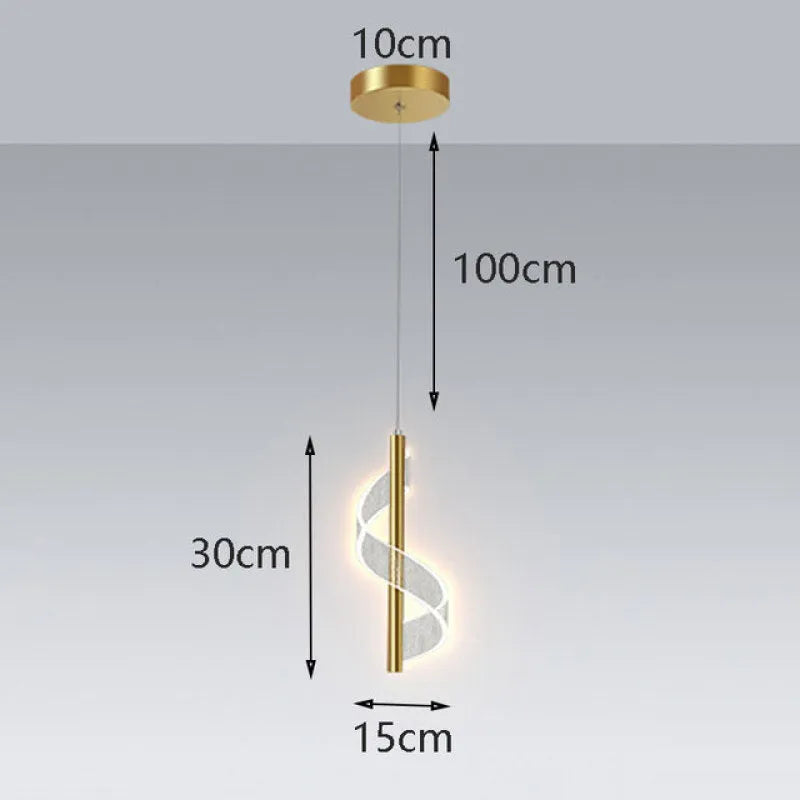 Alven Vintage Golden Ribbon Pendant Light, /