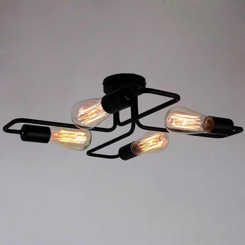 Arisha Vintage Modern Minimalist Industrial Metal Black Ceiling Lamp