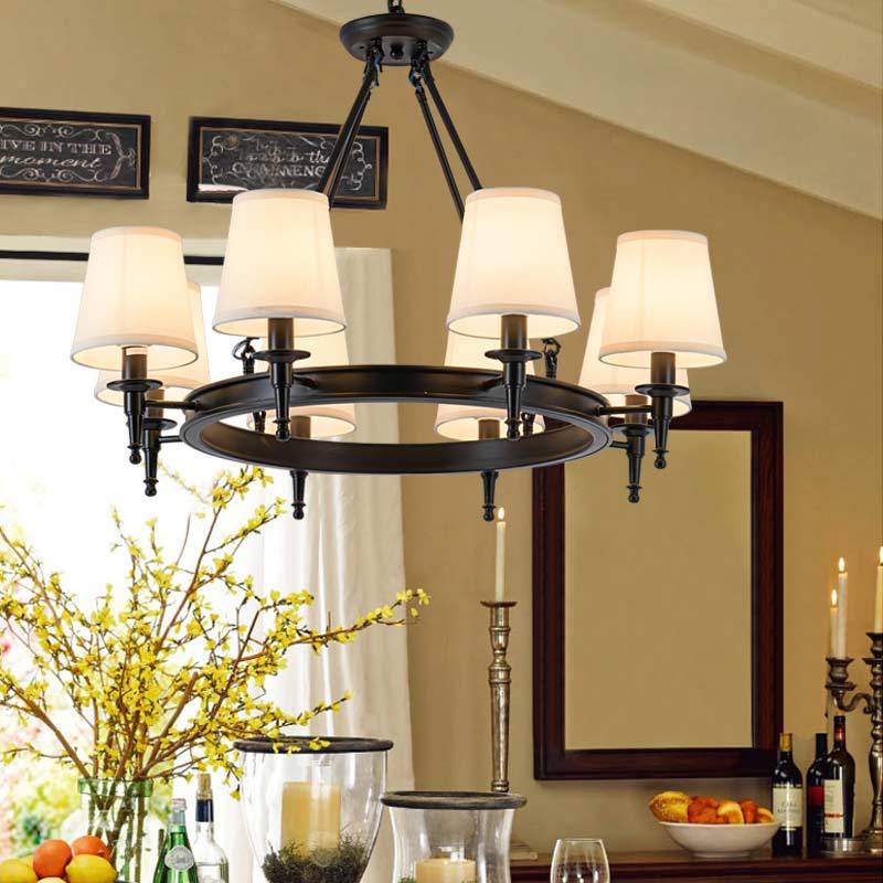 Silva vintage Ring Metal/Fabric Chandelier, Black/Copper