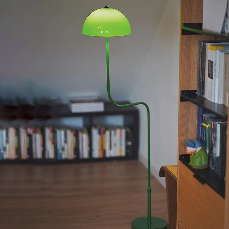Salgado Floor Lamp Mushroom Middle Ancient, Arc Metal, Green, Dining Room