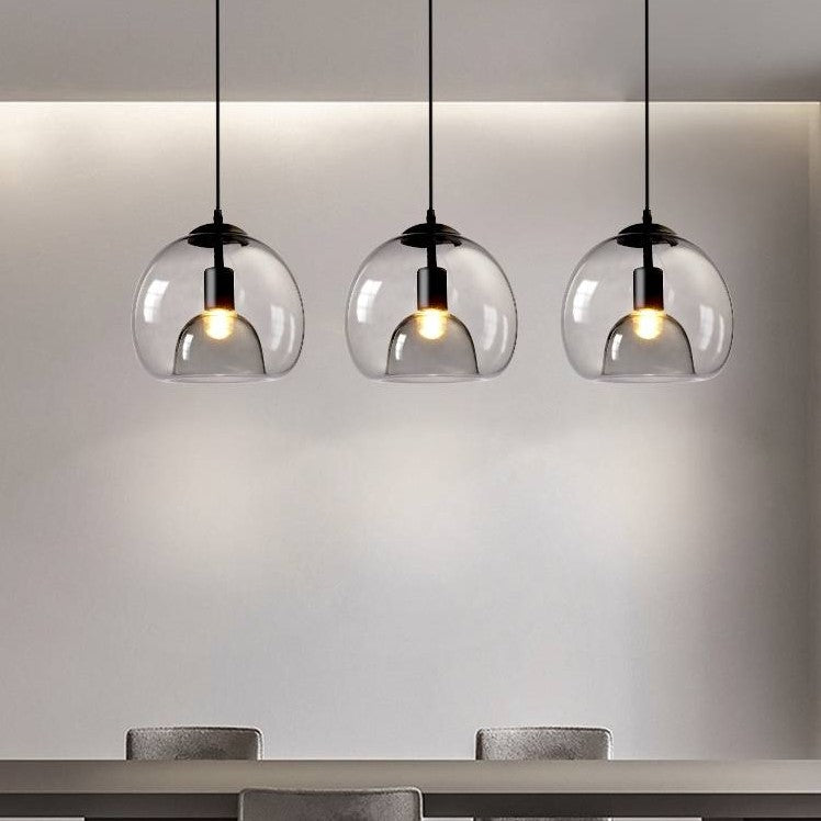 Norvia Pendant Light Globe Glass Amber/Smoky Grey