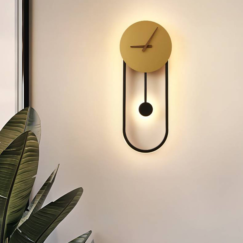 Arisha Nordic Clock Wall Lamp, Gold & Black