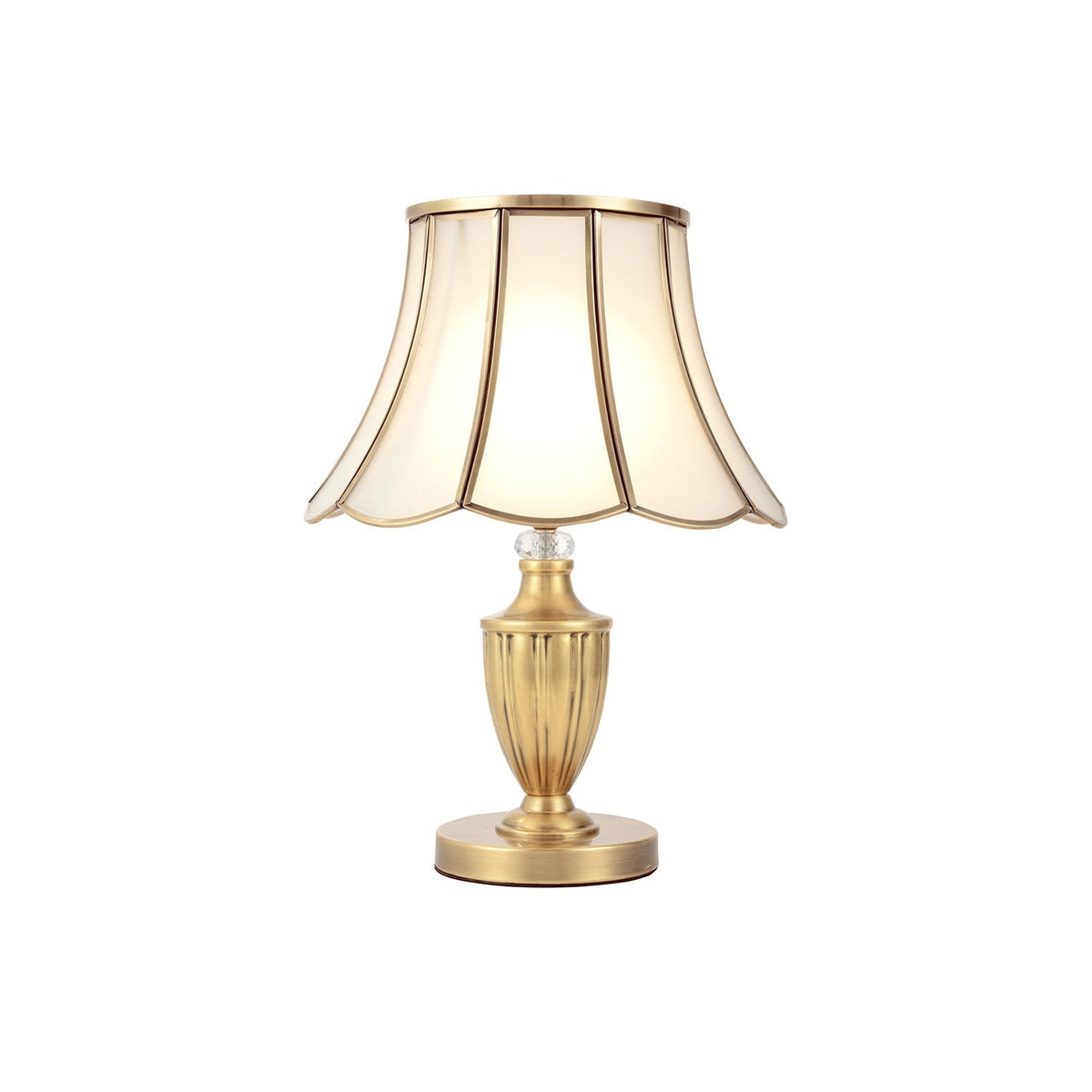 Vintagebordslampa i mässing och glas Valencia