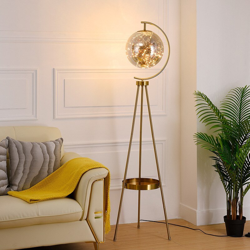 Kady Modern Starry Globe Glass Floor Lamp, Gold